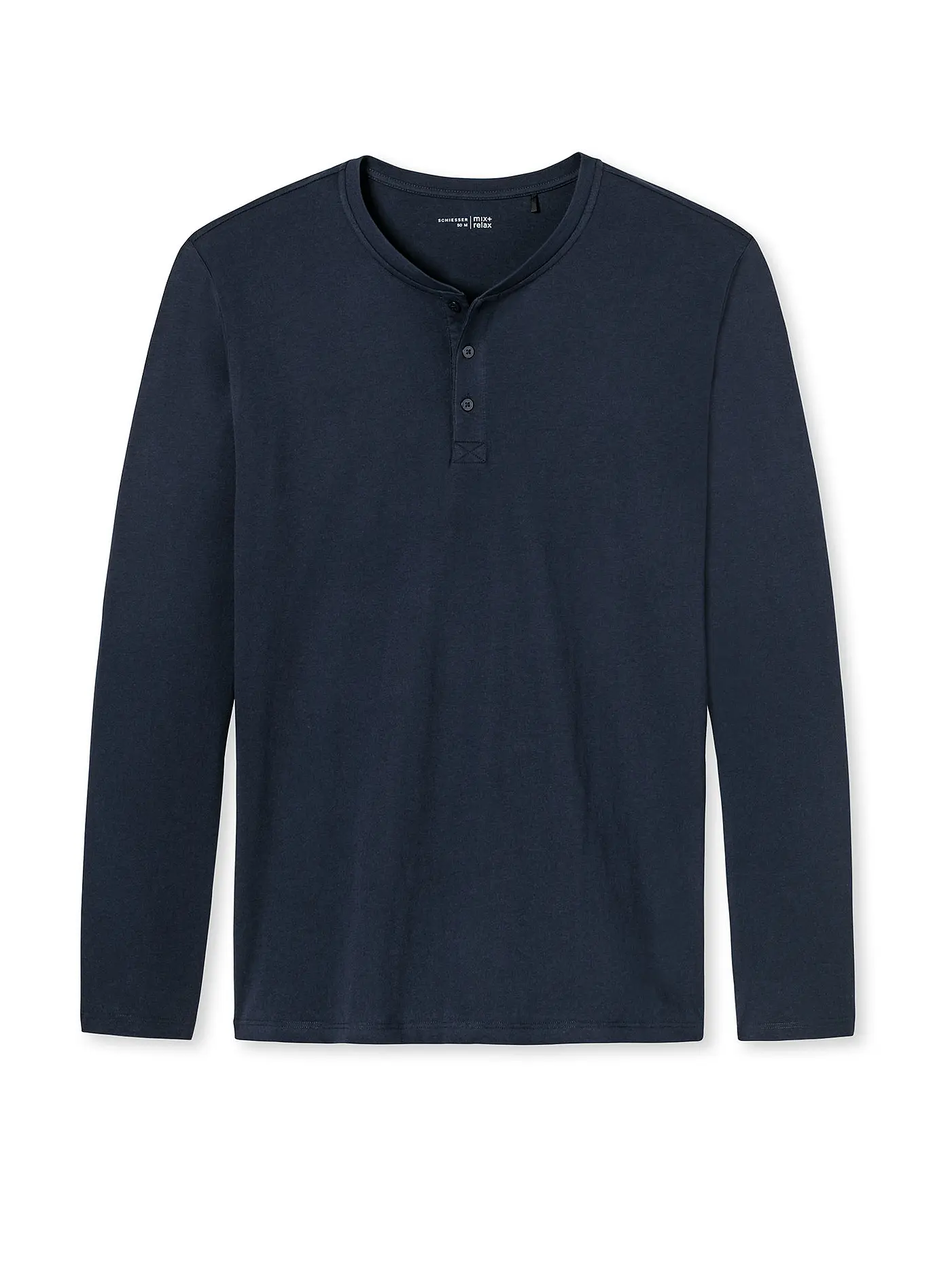SCHIESSER | Pyjama Langarmshirt Weiss | blau